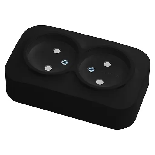 Розетка HOROZ ELECTRIC Eva, двойная накладная, черная