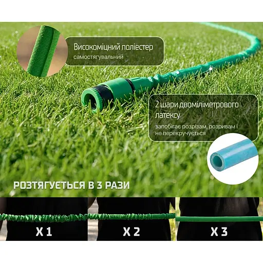 Шланг поливочный растягивающийся Alloid с распылителем 15 м (WH-7515) - фото 10