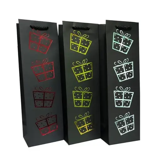 Подарунковий пакет високий картонний, 200 г/м², 12x35x8 см, 6 шт. в упаковці (В асортименті)