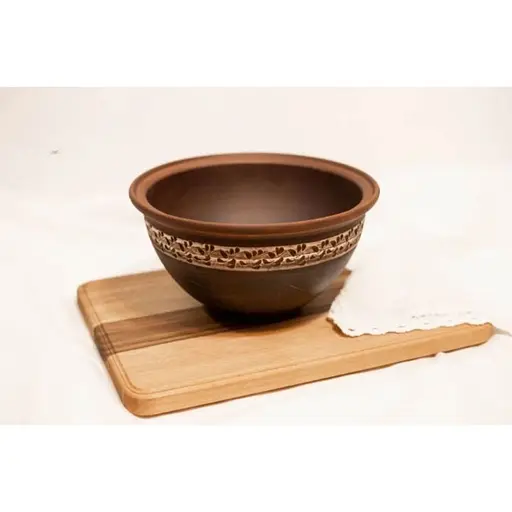 Макитра для подачи 2.5 л керамическая (глиняная) с орнаментом