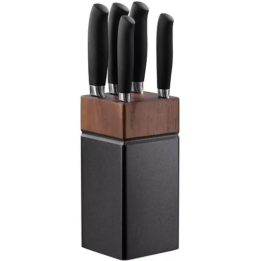 Набор ножей Ardesto Black Mars с деревянной подставкой 6 предметов (AR2020SW)