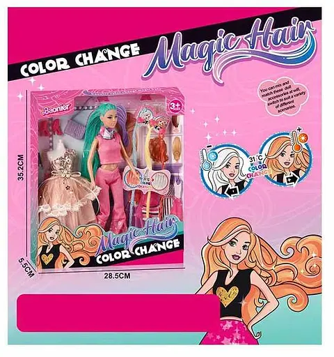 Кукла на шарнирах, 30 см, меняет цвет волос, 3 съемные пряди, платье, аксессуары - фото 2