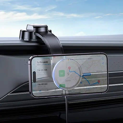 Автодержатель Hoco HW25 магнитный с беспроводной зарядкой черный - фото 4