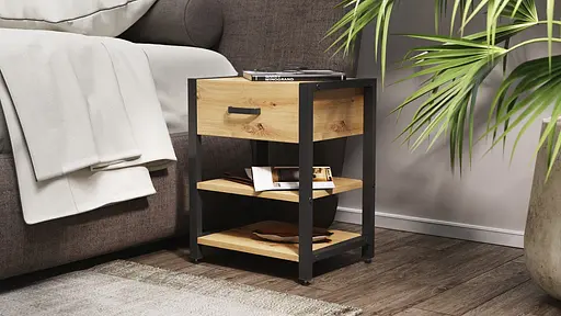 Тумба универсальная Ferrum-decor Вивьен 1/2 50x41x40 черный ДСП Дуб Артизан 16мм (FRD-104123) - фото 2