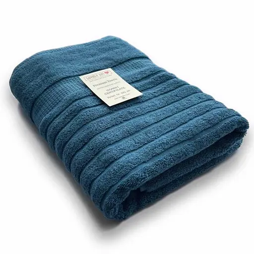 Рушник банний Lovely Svi  бавовна жаккардове для ванної, готелів, СПА, в подарунковому пакеті - 70 х 140 см Oxford Stripe Синій