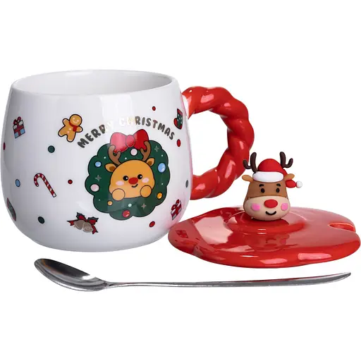 Чашка порцелянова Rudolph the Reindeer 400 мл з кришкою  FM-CS-20A - фото 2