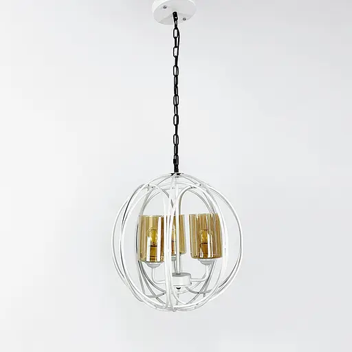 Люстра Лофт у білому корпусі форми плетена куля Line.F Колір плафона Графітовий - фото 1