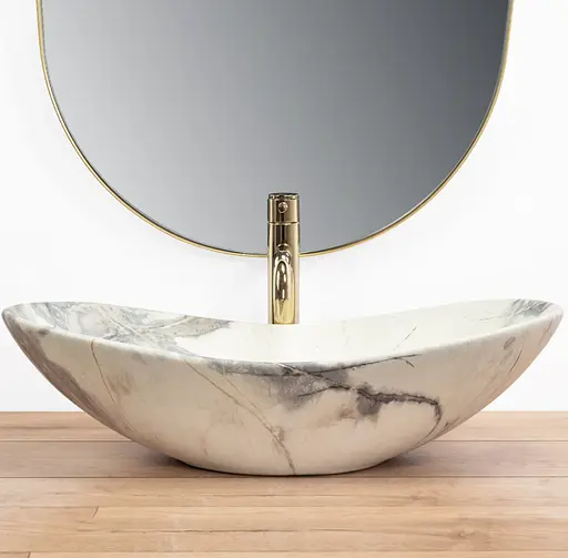 Умивальник Rea Royal sand mat накладний мармур REA-U6502, Мармур - фото 4