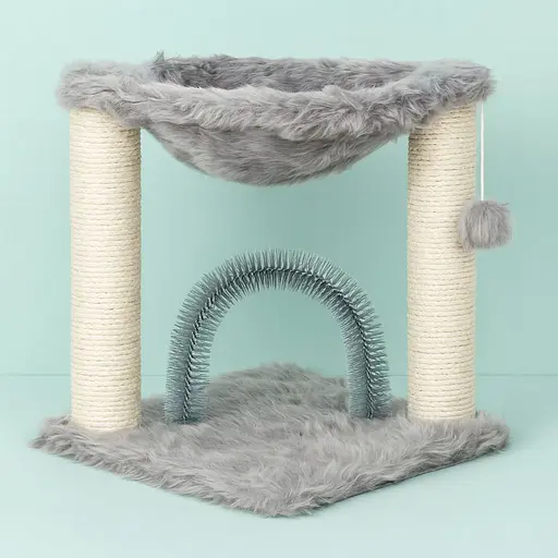 Дряпка-комплекс Trixie Baza для котів з іграшкою сизаль/плюш сіра 41х41х50 см [CD] - фото 2