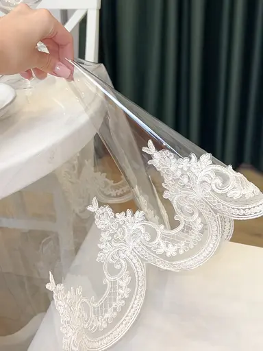 Силіконова скатертина з молочним мереживом корд Elit 160х140 см - фото 6