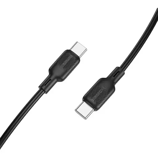 Кабель Borofone BX113 Lenny 60W silicone charging data cable C to C L=1 м чорний - фото 1