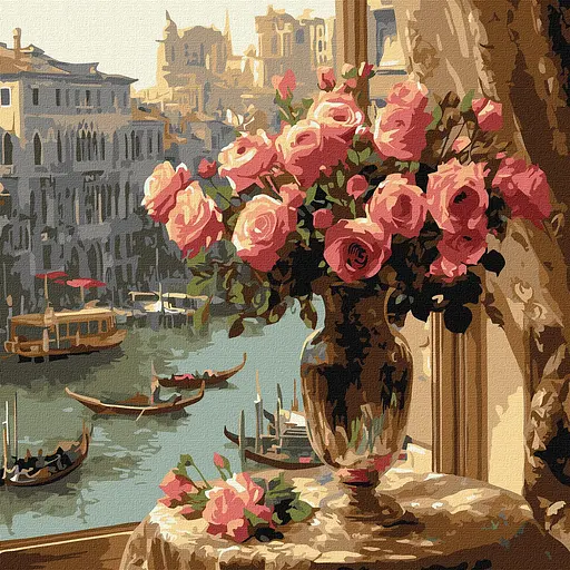 Набір для розпису по номерах "Троянди у Венеції" Ideyka 40х40 см КНО6412