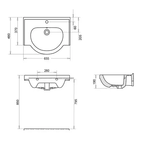 Меблевий умивальник RJ Lotus 65,5x48x19 см white RZJ201, Білий - фото 2