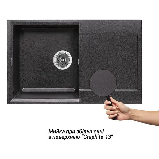 Кухонная мойка Lidz 790x495/230 GRF-13 (LIDZGRF13790495230), Графит - фото 3