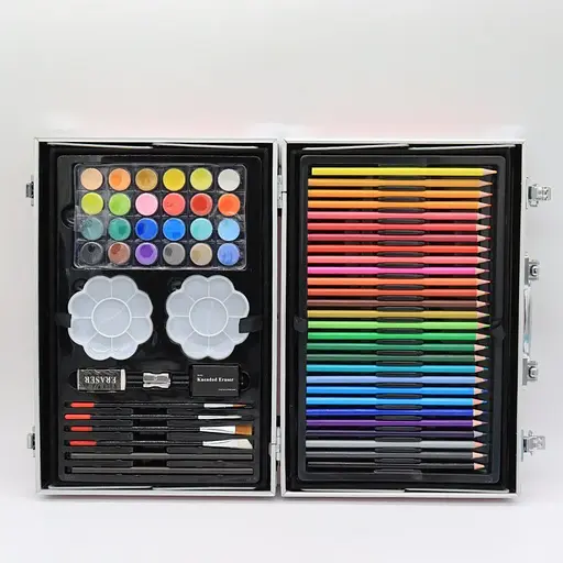 Набор для рисования и творчества детский в алюминиевом чемодане Единорог 145 предметов для юного художника Розовый - фото 5