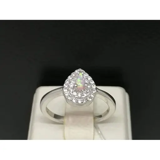 Срібне кільце Срібний рай з фіанітами і опалом. 2221 067005 18,5 - фото 3