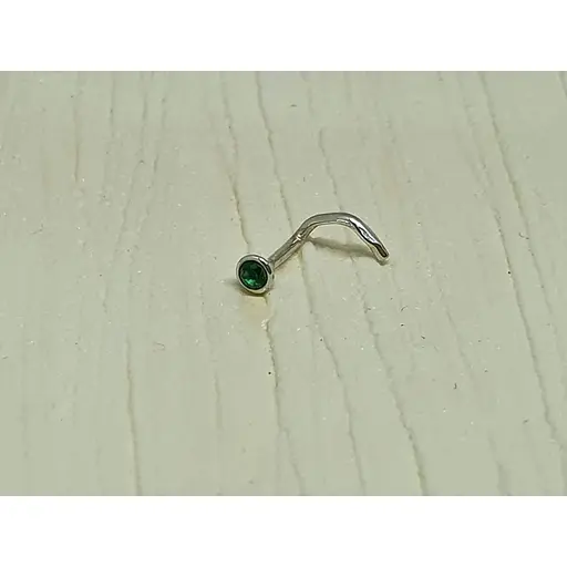 Срібна сережка-пірсинг в ніс Dear. 1023.2С Зелений - фото 2