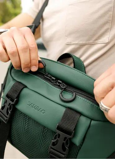 Большая мужская сумка бананка Sambag DynamicDart зеленая 38 × 21 × 7 см (80411007m) - фото 5