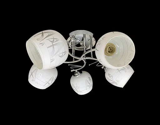 Люстра стельова на 5 прозорих плафонів 9509F/5 Хром