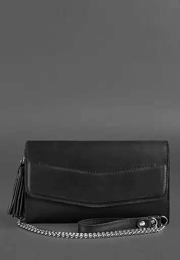 Шкіряна жіноча сумка Еліс чорна crazy horse - фото 3