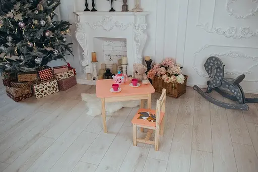 Детский стол с ящиком и стул для учебы (Розовый) Зайчик - фото 10