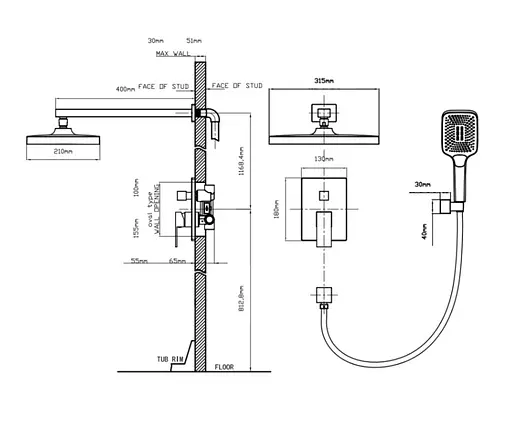 Душевая система универсальная Qtap Aquarius Black Matt QTAQA64103NGB - фото 7