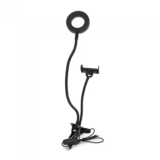 Тримач підставка Voltronic Power для телефона на затискачі Yt35299 + кільце підсвічування Led чорна - фото 2