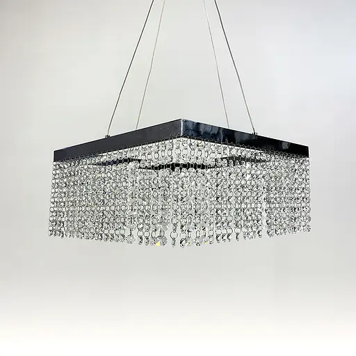 Неймовірна кришталева квадратна люстра з срібним обводком h35 Line.F Діаметр 30см - фото 1