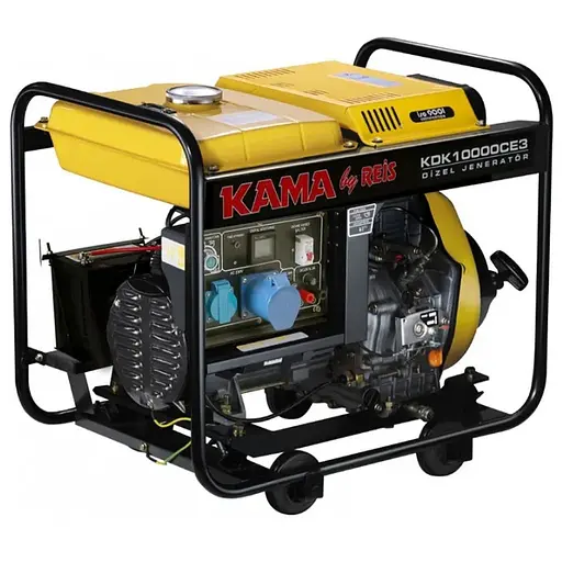 Генератор дизельний KDK10000CE3, 3-фазний 220/400V, 50Hz, 9.4kVA/7.5kW, бак 12.5 л, витрата 2 л/год, пуск: ручний/стартер, 700х510х620 мм, 124 кг