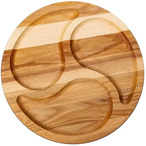 Менажница из дерева Lugi 25 см круглая тарелка с 3 отсеками (из ясеня) T10W250