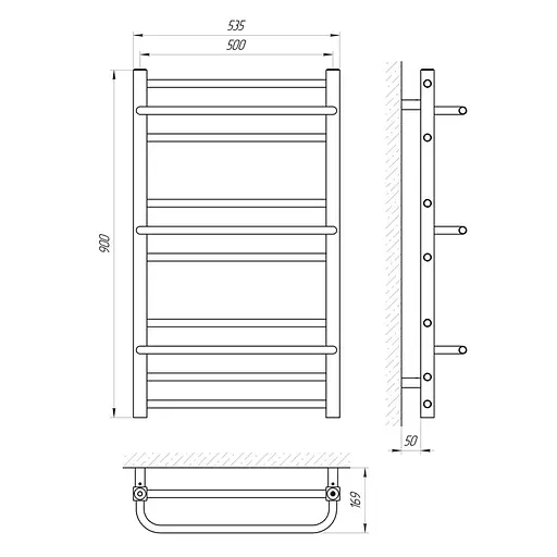 Водяна рушникосушка Laris Ніка П10 500x900 71207674, Хром - фото 2