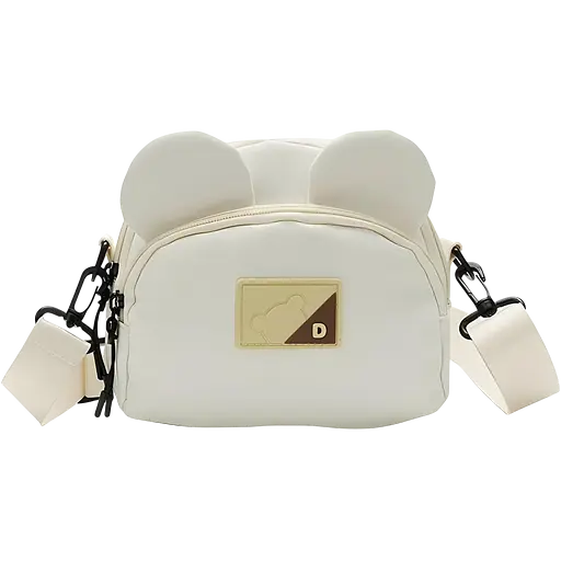 Детская сумка кросс-боди с ушками в корейском стиле 19х16х7 см белая (25-571)