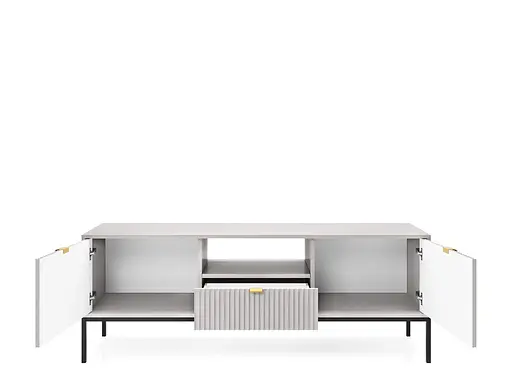 Тумба під телевізор Perfect Home Нова / Nova 2-дверна з 1 шухлядою і чорними ніжками RTV154 Сірий (PFH-091227) - фото 2