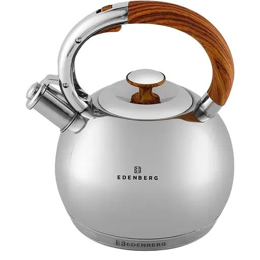 Чайник Edenberg из нержавеющей стали со свистком коричневая ручка 3 л (EB-7006)