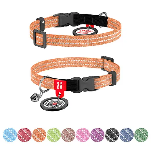 Нашийник для котів з відновленої бавовни Waudog Re-cotton з QR-паспортом світловідбиваючий пластиковий фастекс XS Ш 10 мм Дов - фото 2