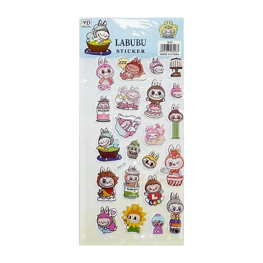 Детский набор наклеек "Лабубу" Bambi YG0328(Blue) микс, 10х22 см - фото 1