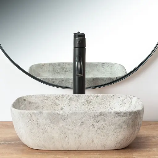 Умивальник Rea Camelia light stone накладний REA-U0362, Сірий - фото 3