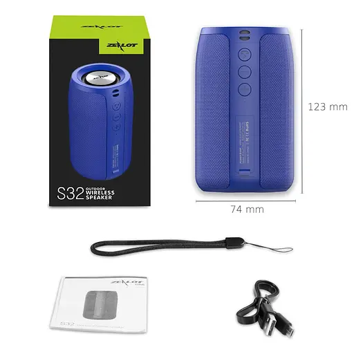 Портативна bluetooth колонка Zealot S32 синій - фото 8