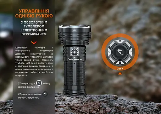 Суперпотужний пошуковий ручний ліхтар Fenix LR40R V2.0 з функцією Power Bank 15000лм Type-C + USB-A (Чорний) - фото 8