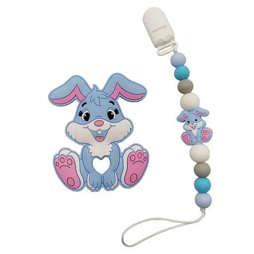 Прорезыватель WD210921 Зайка силиконовые бусы Синий