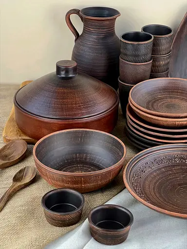 Столовий сервіз керамічного (глиняного) посуду на 6 осіб Гладкий - фото 2