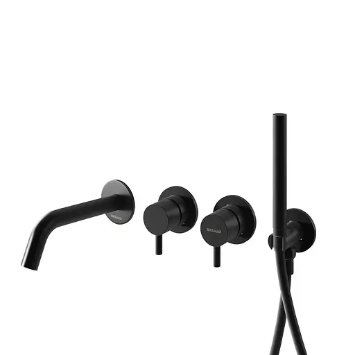 Змішувач для ванни Kohlman Axel black + BOX прихованого монтажу QW260AB+QW230RB Чорний матовий - фото 1