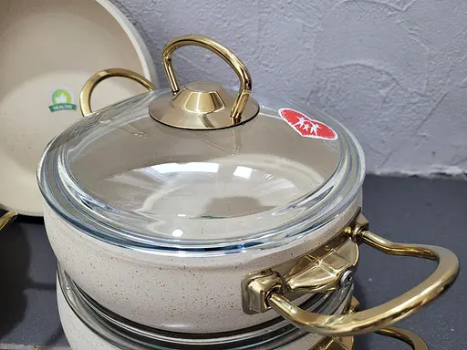 Набор посуды Casa Royal Gold Beaty G-UKR2020 с покрытием Bio Granit Cлоновая кость - фото 4