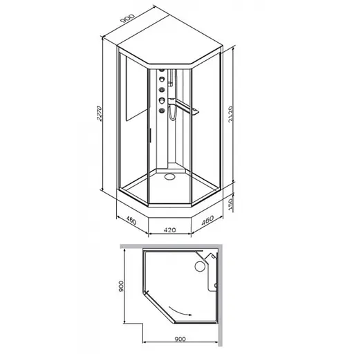Гидромассажный бокс Am Pm Gem 90x90 W90C-018-090WTA - фото 10