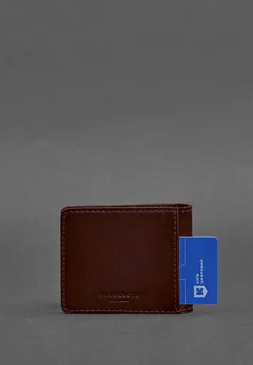 Кожаная обложка для удостоверения с гербом бордовая - фото 6