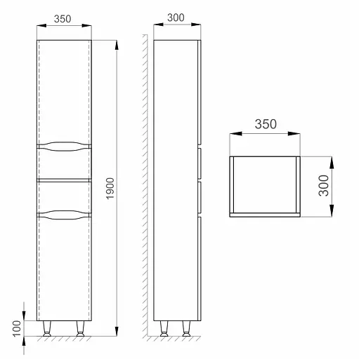 Пенал підлоговий Sanwerk "Ліга" 35 Мессина MV0000387 правий, Горіх - фото 4