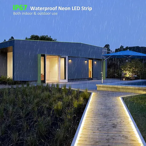 Неонова світлодіодна стрічка JOYLIT 24 В, 5 м, натуральний білий, 6500 K, IP67 Водонепроникна, 4 x 10 мм Тонка бічна смуга - фото 6