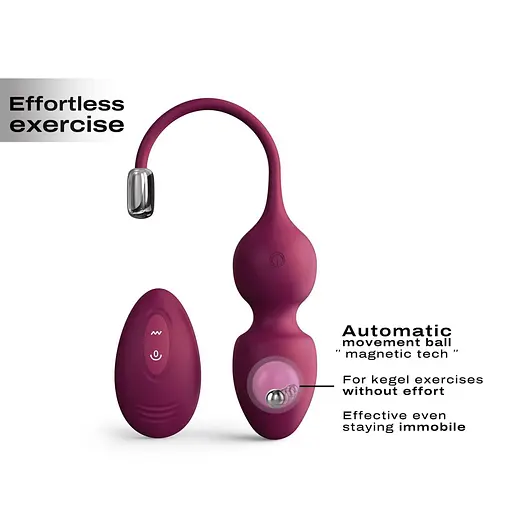 Вагінальні кульки Dorcel Love Balls Plum, вібрації і рухи внутрішньої кульки, пульт ДУ - фото 3