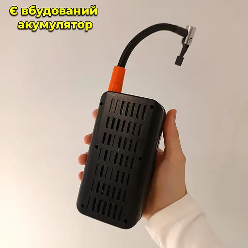 Портативный компрессор с дисплеем, фонариком. Аккумуляторный. Питание от прикуривателя + заряд Type-C. 3 насад - фото 3
