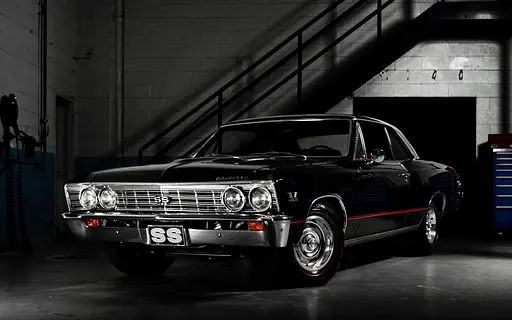 Дерев'яний фігурний пазл Muscle cars Chevrolet Chevelle SS, А4, Дерев'яна коробка 100 елементів